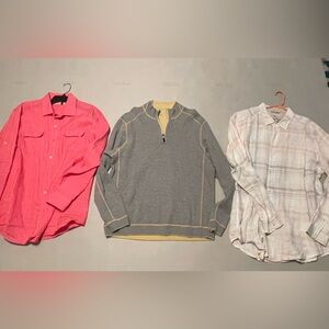 Tommy Bahama bundle. Size large. Reversible pullover and two button down shirts